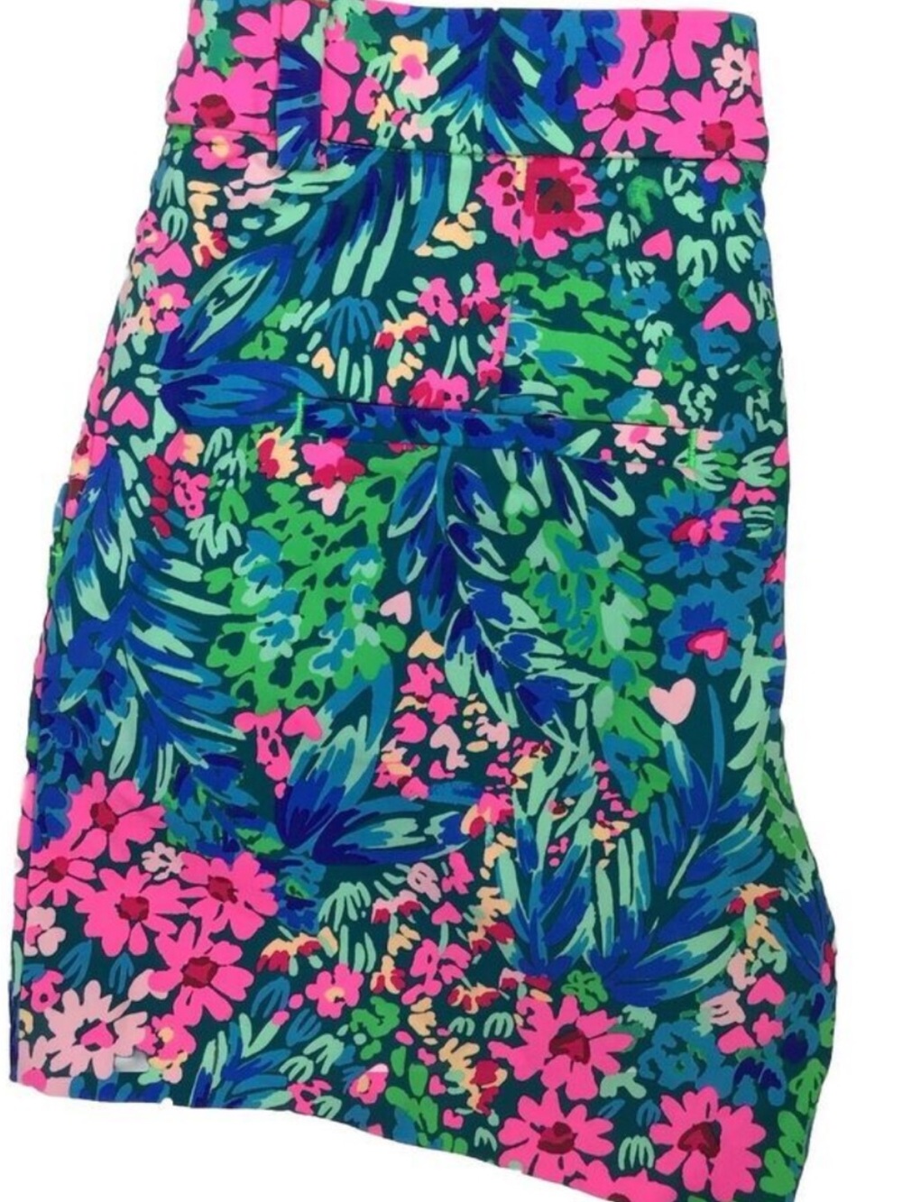 Lilly Pulitzer Tropical Floral High-Waist Shorts in Blue, Green & Pink
